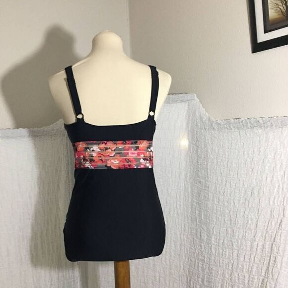 Time & Tru Black/Floral Ond Piece Swimsuit Size M (8-10) - Picture 4 of 5
